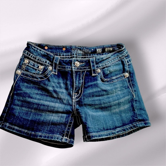 Miss Me Dark Blue Jean Shorts Excellent Condition - Picture 2 of 10